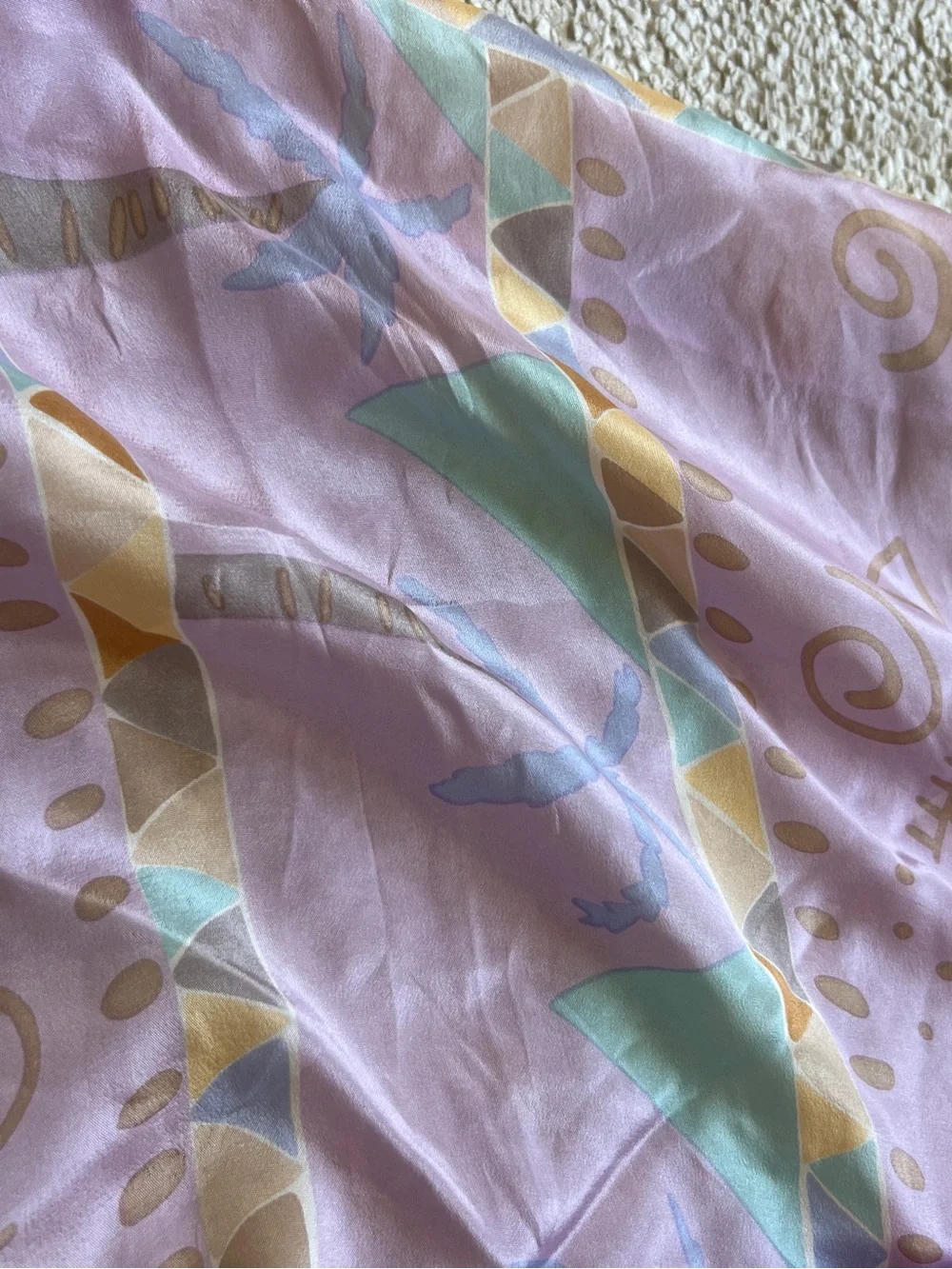 80s Pastel Silk Scarf Tropical Palm Trees Southwest Geometric Abstract 30